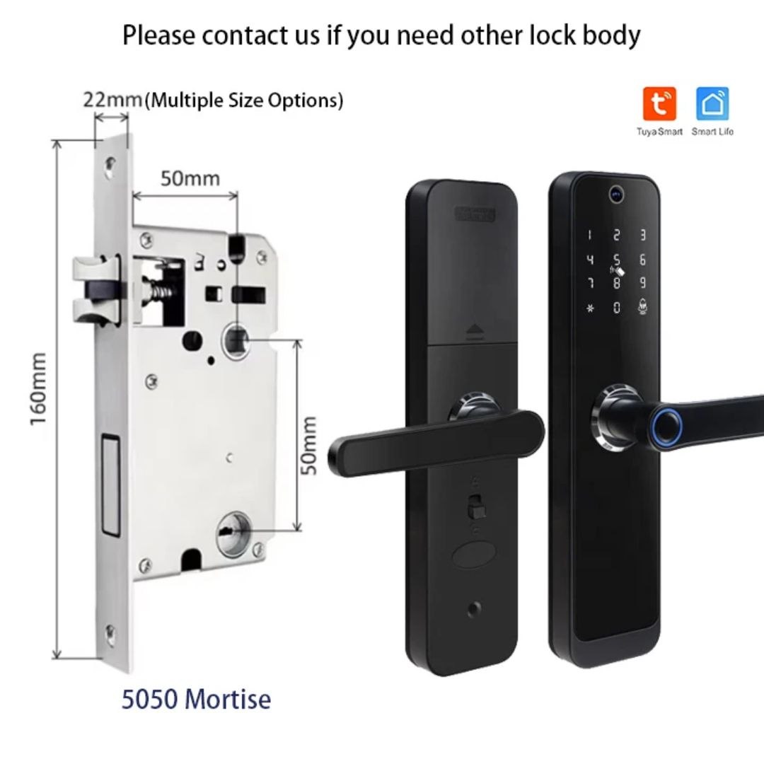 Fechadura de Porta Inteligente Tuya com Leitor de Impressão Digital e Câmera com olho de Gato