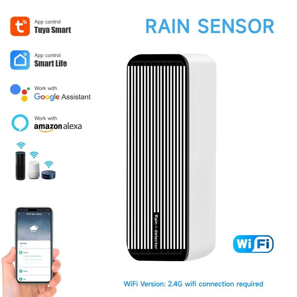 Sensor de Chuva Inteligente Tuya Smart WiFi 2 em 1 com Detecção de Inundação e Chuva – Detector Externo em Tempo Real