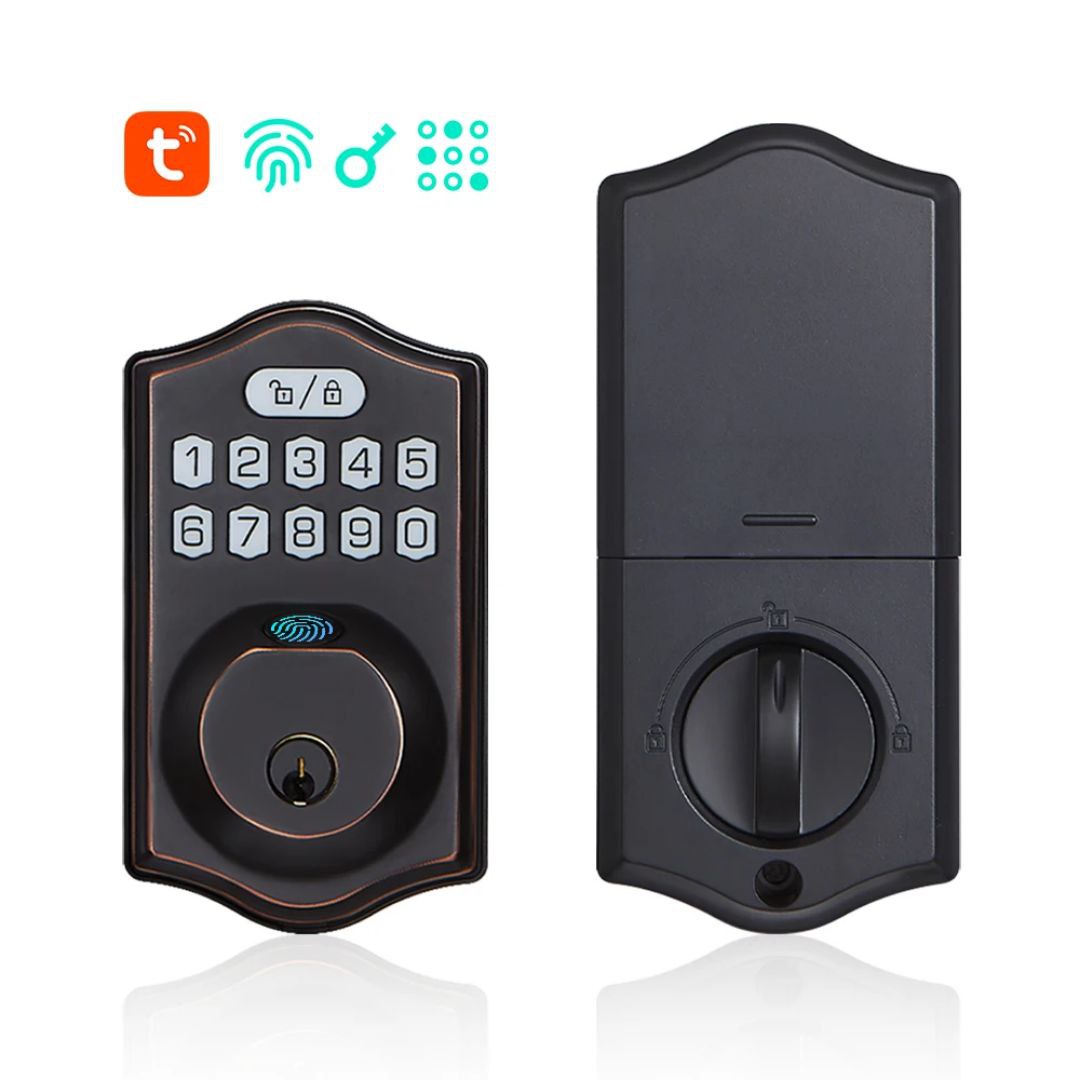 Fechadura Inteligente Tuya para Porta de Madeira Interna com Bluetooth ou Wi-Fi e Chave