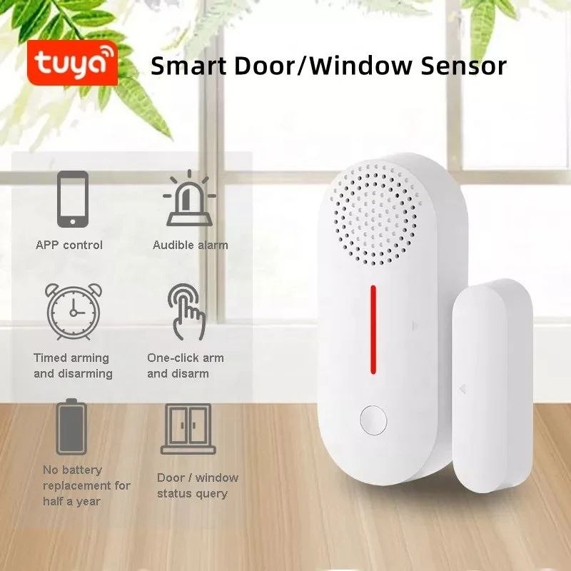 Sensor de Porta e Janela Wi-Fi Tuya Smart com Alarme Sonoro