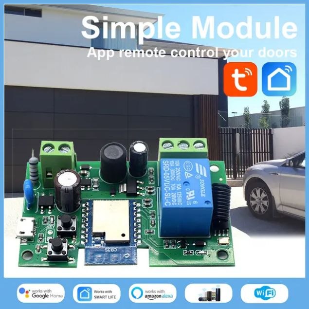 Relé Inteligente Wi-Fi Tuya Smart para Abertura de Porta (1 Canal) com RF433