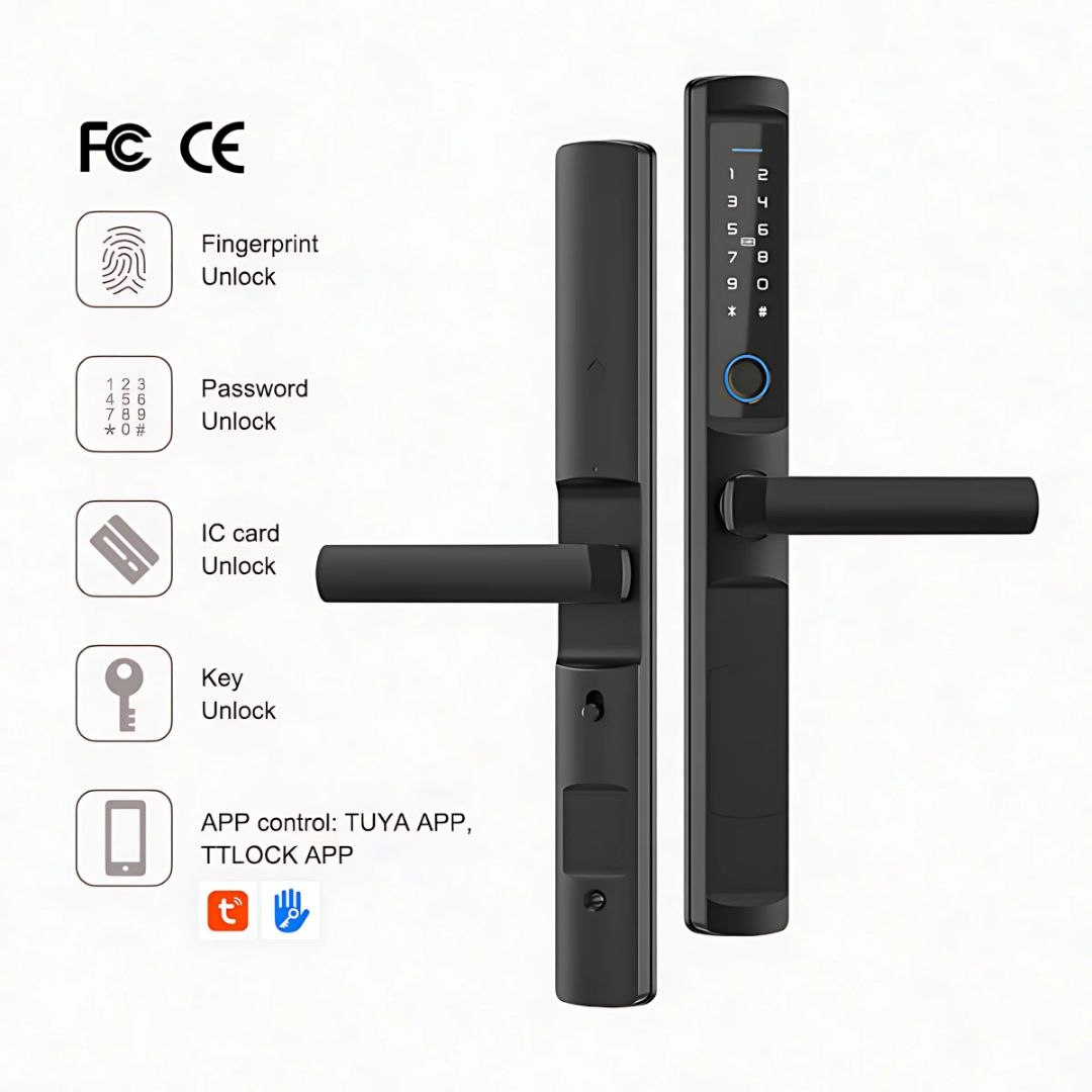Fechadura de Porta Inteligente Tuya com WiFi, Impermeável e com Leitor de Impressão Digital