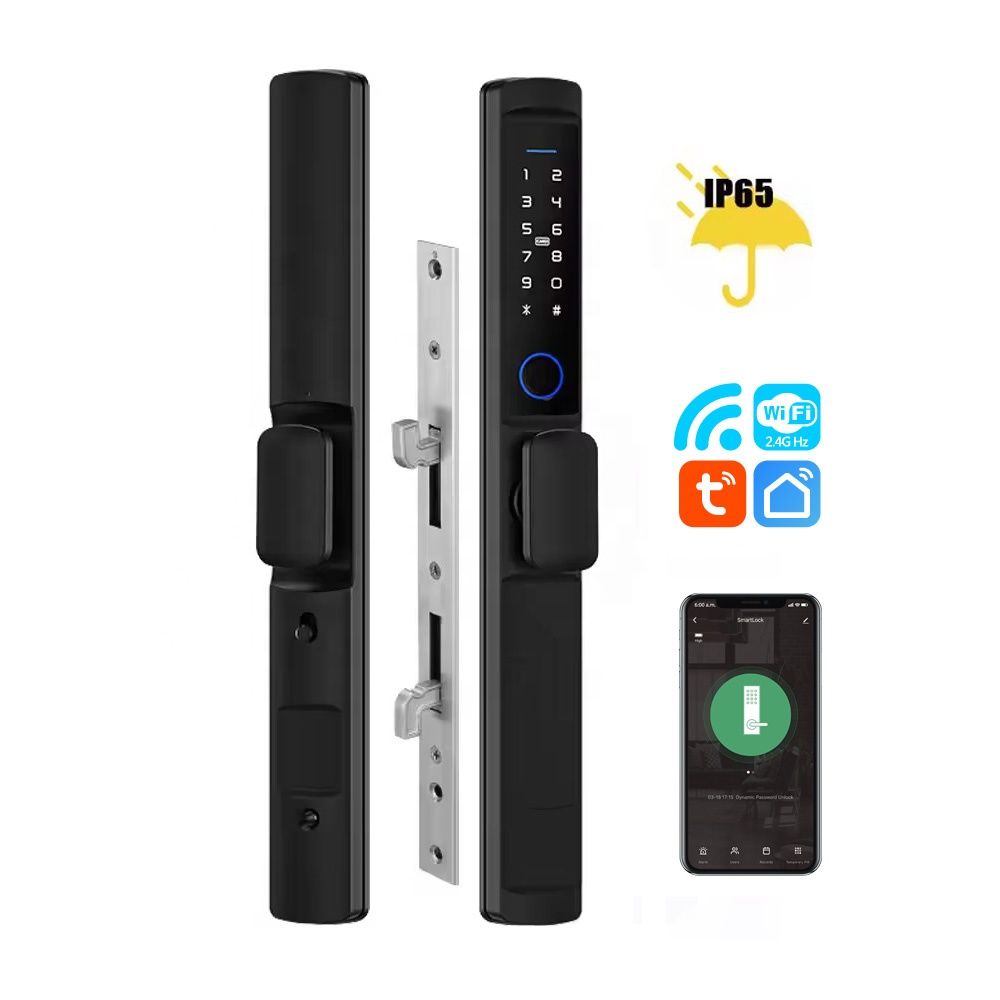 Fechadura de porta inteligente Tuya com Wi-Fi, à prova d'água e com leitor de impressões digitais (um lado)