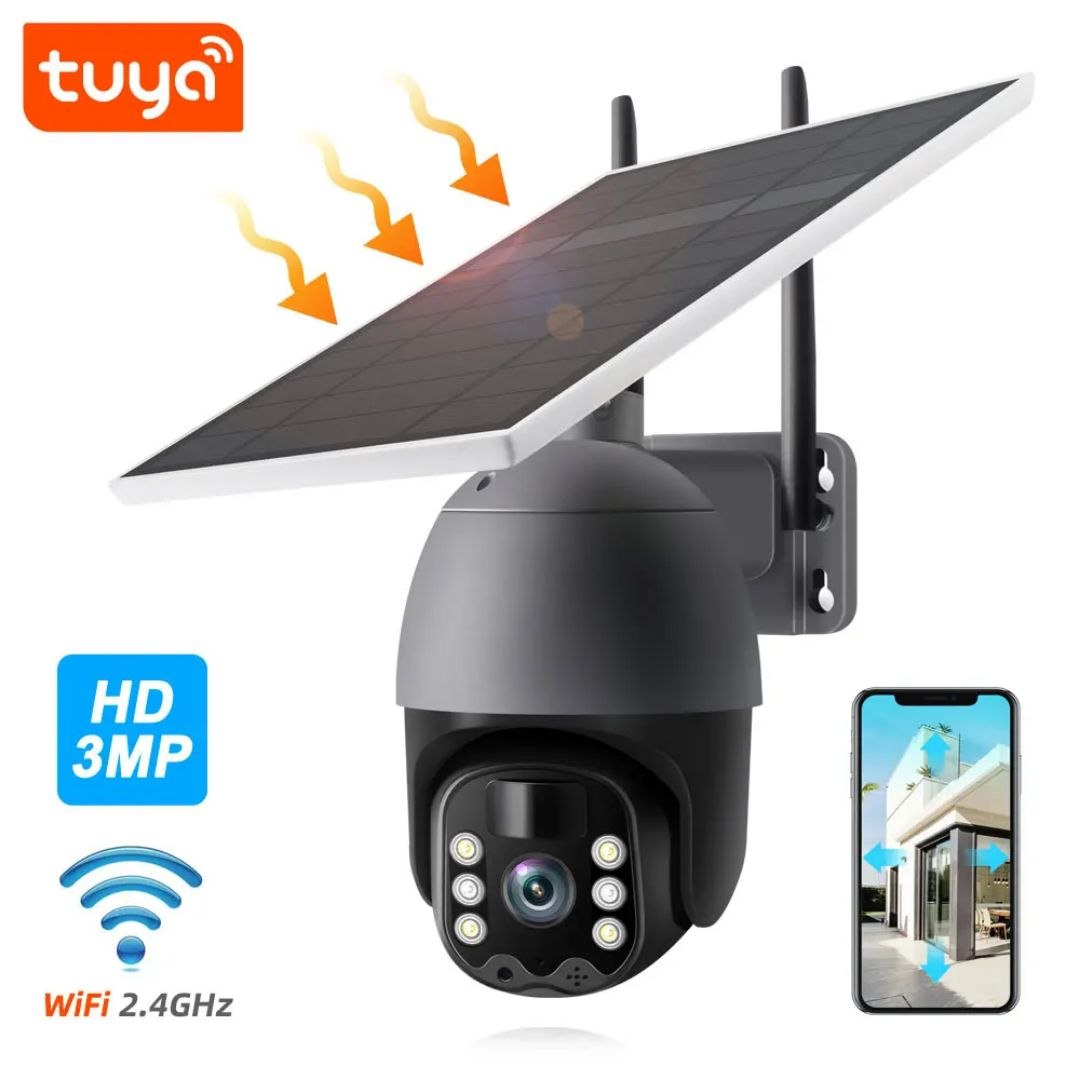 Câmera Solar Tuya Smart WiFi 3MP 8W com Painel Solar 2.5