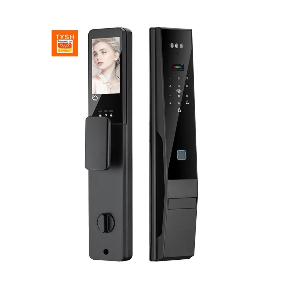 Fechadura Inteligente Tuya com Leitor de Impressão Digital, Reconhecimento Facial 3D, Intercomunicador e Leitura da Palma da Mão