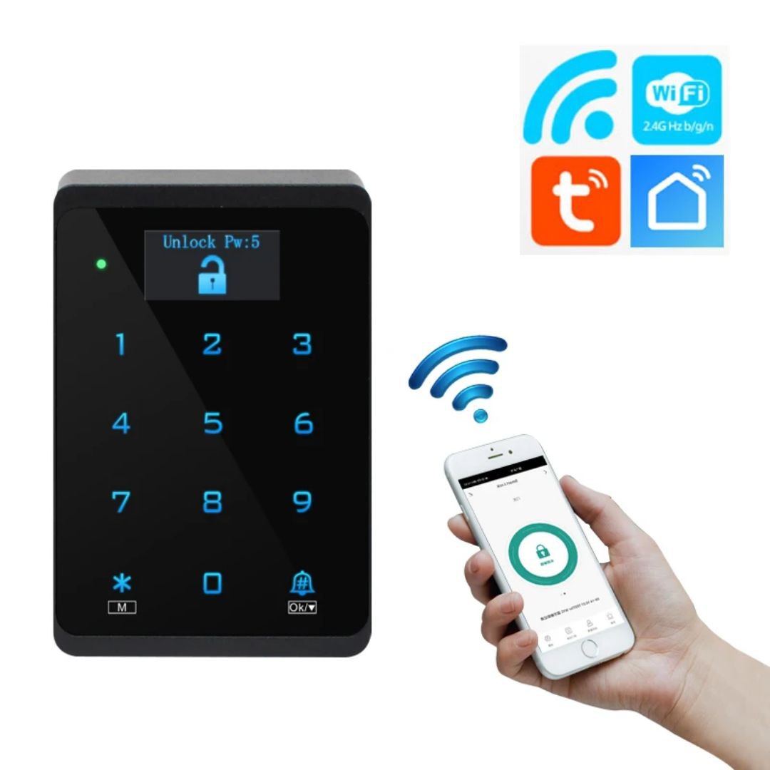 Teclado de Controle de Acesso OLED Inteligente e Impermeável Tuya com Wi-Fi
