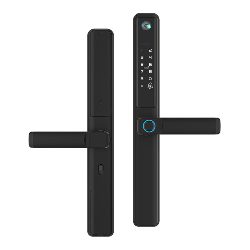 Fechadura de porta Tuya WiFi com leitor de impressões digitais e câmera, à prova d'água e de um lado