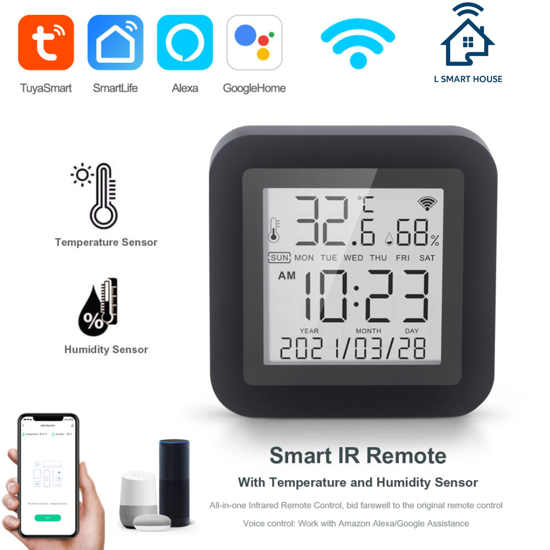 Controle remoto infravermelho com sensor de temperatura e umidade Wifi Tuya